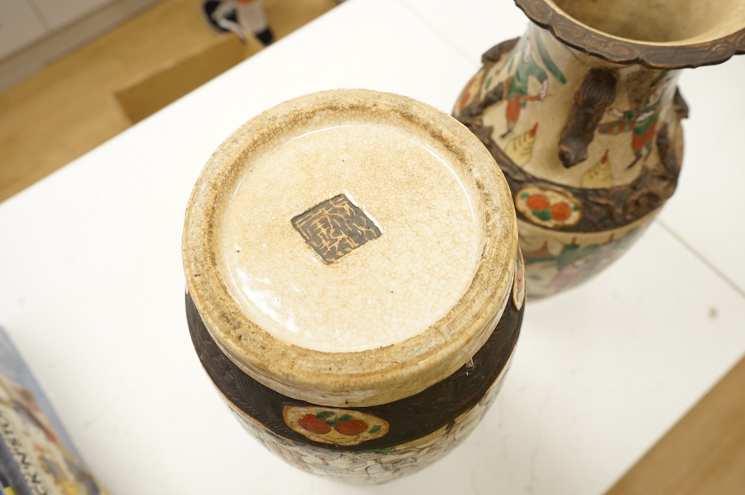 A pair of 19th century Chinese crackle glaze vases, 36cm